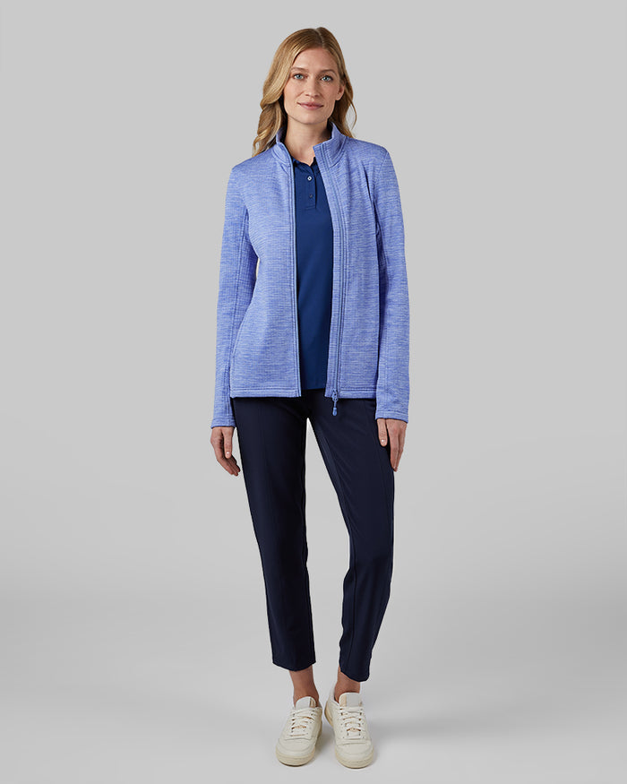 32 Degrees Persian Jewel Space Dye _ Women's Grid Tech Full-Zip {model: Shaina is 5'10"and size 4 wearing size S}{bottom}{right} {bottom}{right}