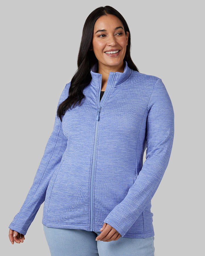 32 Degrees Persian Jewel Space Dye _ Women's Grid Tech Full-Zip {model: Amanda is 5'8"and size 14 wearing size L}{bottom}{right} {bottom}{right}