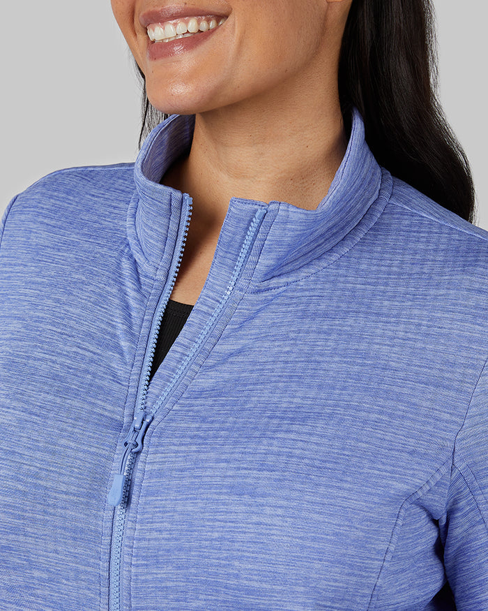 32 Degrees Persian Jewel Space Dye _ Women's Grid Tech Full-Zip {model: Amanda is 5'8"and size 14 wearing size L}{bottom}{right} {bottom}{right}
