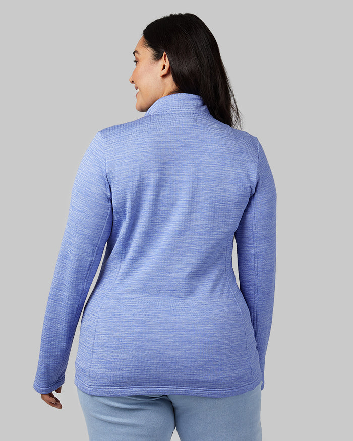 32 Degrees Persian Jewel Space Dye _ Women's Grid Tech Full-Zip {model: Amanda is 5'8"and size 14 wearing size L}{bottom}{right} {bottom}{right}
