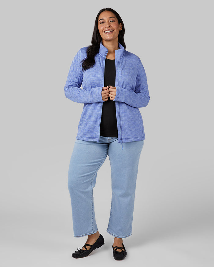 32 Degrees Persian Jewel Space Dye _ Women's Grid Tech Full-Zip {model: Amanda is 5'8"and size 14 wearing size L}{bottom}{right} {bottom}{right}