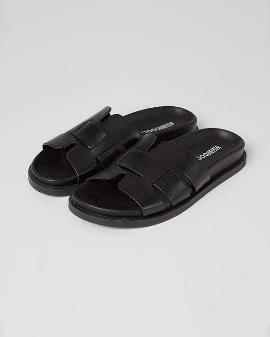 32 Degrees Black_ Women's H-Band Footbed sandals {bottom}{right}
