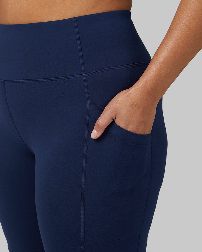 32 Degrees Inky Indigo _ Women's High-Waist Active 7-Inch short {model: Aimee is 5'9"and size 12 wearing size L}{bottom}{right} {bottom}{right}