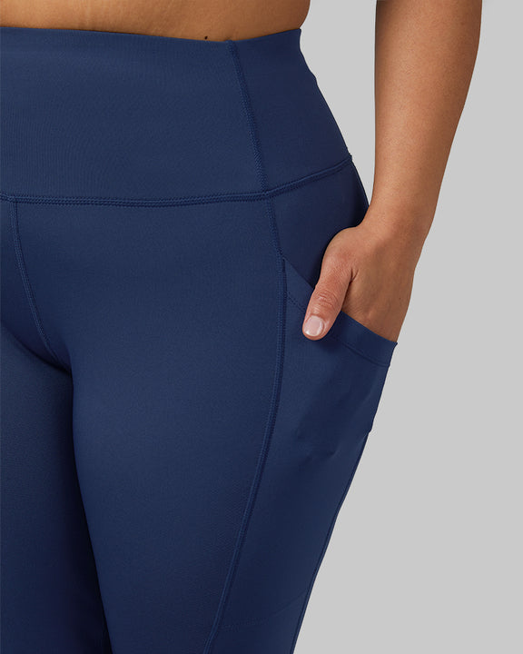 32 Degrees Inky Indigo _ Women's High-Waist Active Crop Legging {model: Maria is 5'9"and size 14 wearing size L}{bottom}{right} {bottom}{right}