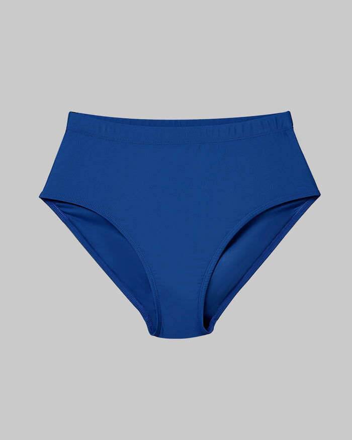32 Degrees Royal Blue _ Women's High-Waist Bikini swim Bottom {model: Jess is 5'11"and size 4 wearing size S}{bottom}{right} {bottom}{right}