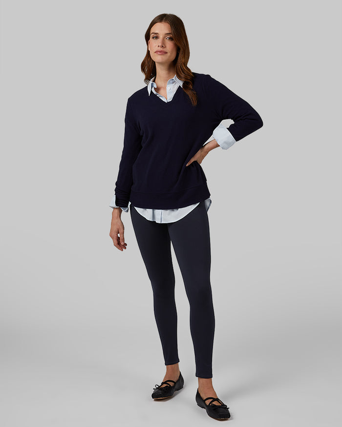 32 Degrees Navy _ Women's High-Waist Everyday Legging {model: Lara is 5'9"and size 4 wearing size S}{bottom}{right} {bottom}{right}