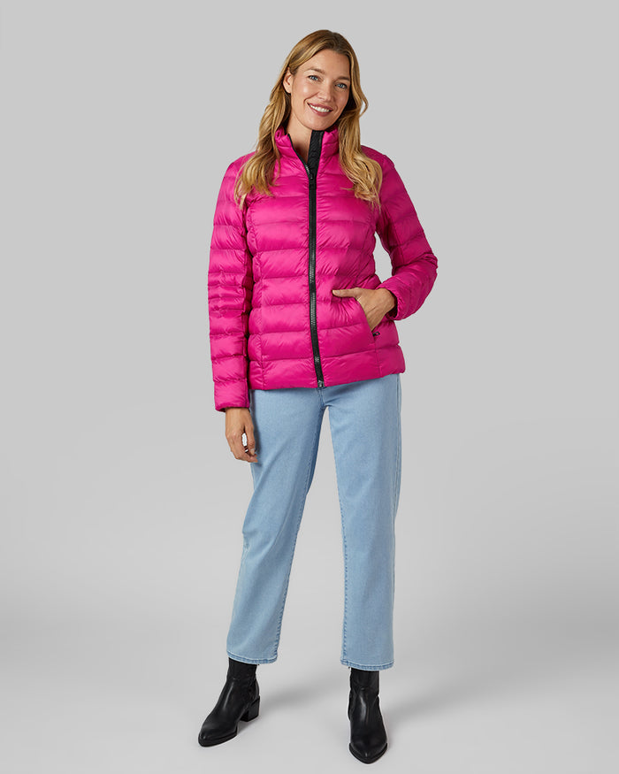 32 Degrees Raspberry Rose _ Women's Lightweight Active Packable Jacket {model: Hollie is 5'10"and size 4 wearing size S}{bottom}{right} {bottom}{right}