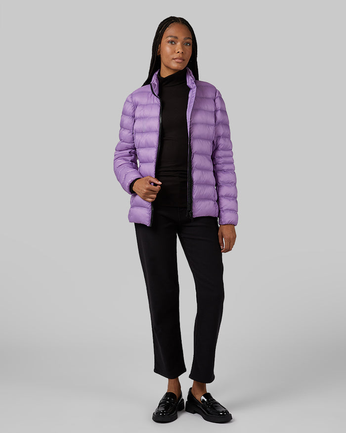 32 Degrees Regal Orchid _ Women's Lightweight Active Packable Jacket {model: Dido is 5'9"and size 4 wearing size S}{bottom}{right} {bottom}{right}