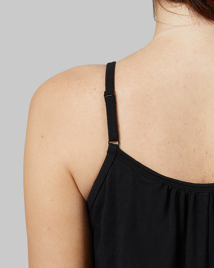 32 Degrees Black _ Women's Lightweight Knit Bra Romper {model: Stephanie is 5'9" and size 2, wearing size S}{bottom}{right} {bottom}{right}