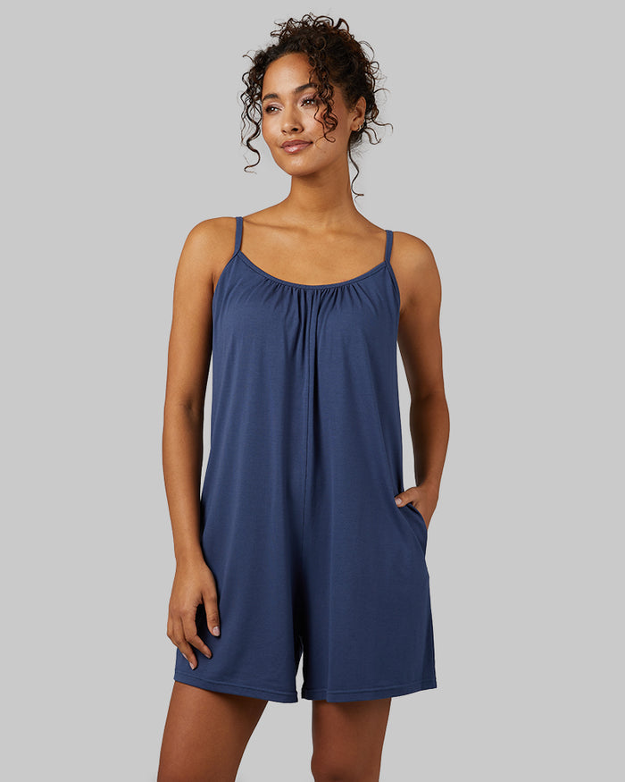 32 Degrees Very Berry _ Women's Lightweight Knit Bra Romper {model: Meli is 5'9" and size 4, wearing size S}{bottom}{right} {bottom}{right}