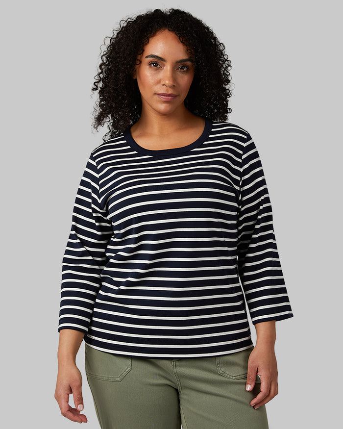 NAVY/OFF WHITE STRIPE / L