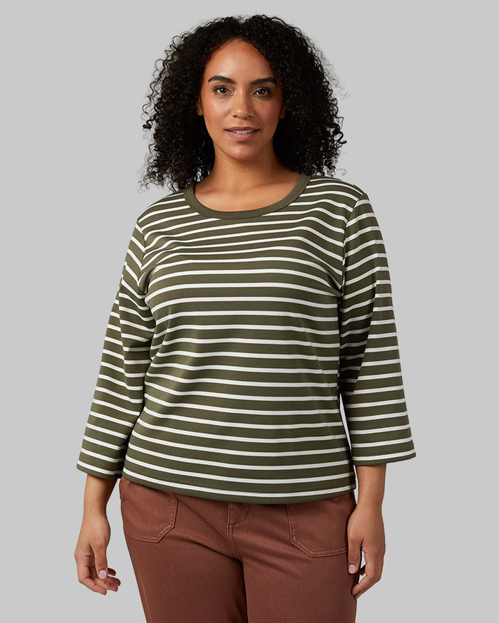 MILITARY OLIVE/OFF WHITE STRIPE / L