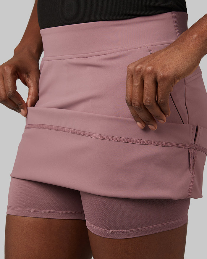 32 Degrees Grape Shake _ Women's High Luxe stretch skort {model: Wemi is 5'10"and size 2-4 wearing size S}{bottom}{right} {bottom}{right}