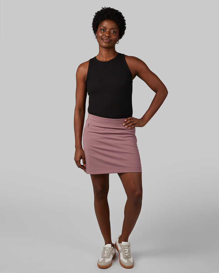 32 Degrees Grape Shake _ Women's High Luxe stretch skort {model: Wemi is 5'10"and size 2-4 wearing size S}{bottom}{right} {bottom}{right}
