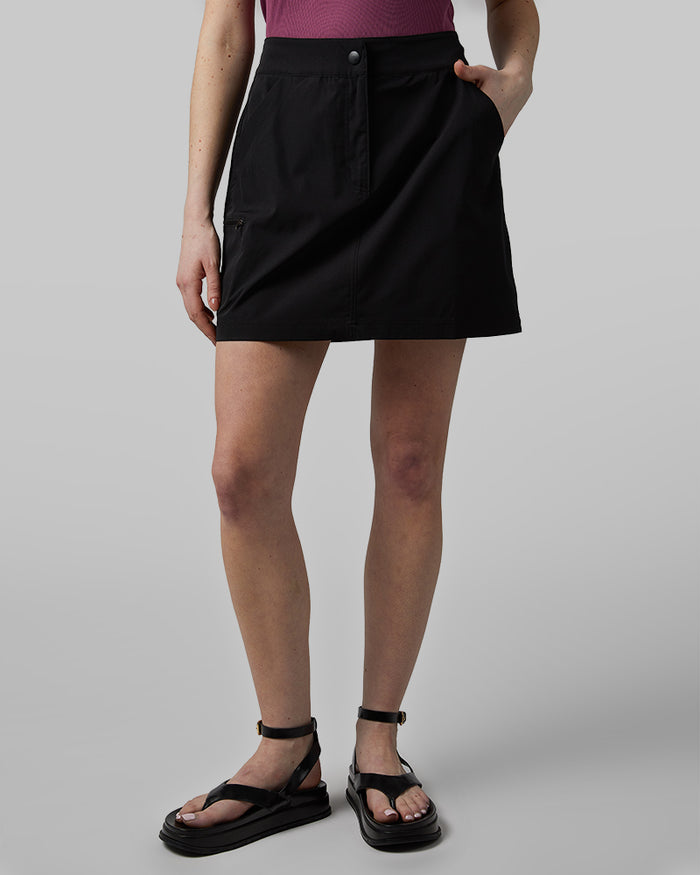 32 Degrees Black  _ Women's Outdoor Cargo skort {model: Ava is 5'8"and size 4 wearing size S}{bottom}{right} {bottom}{right}