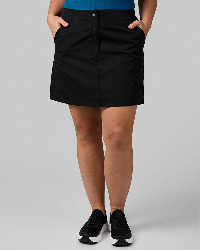32 Degrees Black  _ Women's Outdoor Cargo skort {model: Madeline is 5'10"and size 12 wearing size L}{bottom}{right} {bottom}{right}