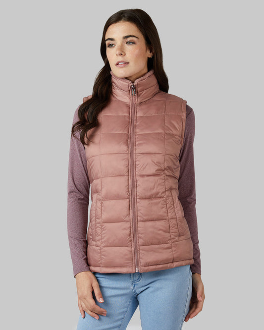 32 Degrees Burlwood _ Women's Reversible Luxe Fur-Lined Vest {model: Katie is 5'10"and size 4 wearing size S}{bottom}{right} {bottom}{right}