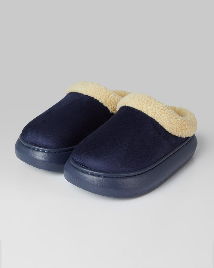 32 Degrees Navy_ Women's sherpa-Lined Faux suede slippers {bottom}{right}