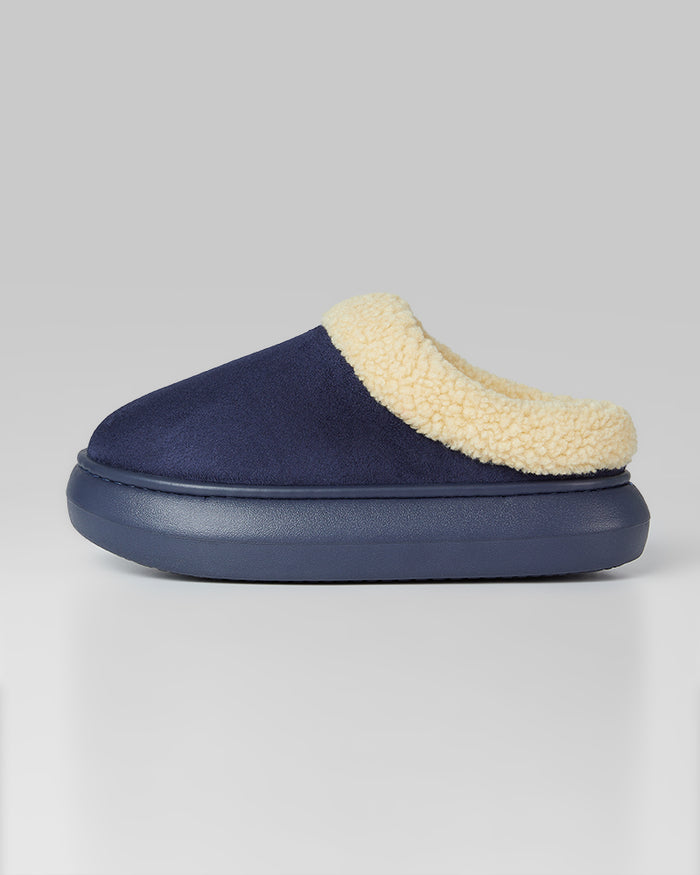 32 Degrees Navy_ Women's sherpa-Lined Faux suede slippers {bottom}{right}