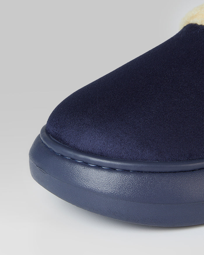 32 Degrees Navy_ Women's sherpa-Lined Faux suede slippers {bottom}{right}