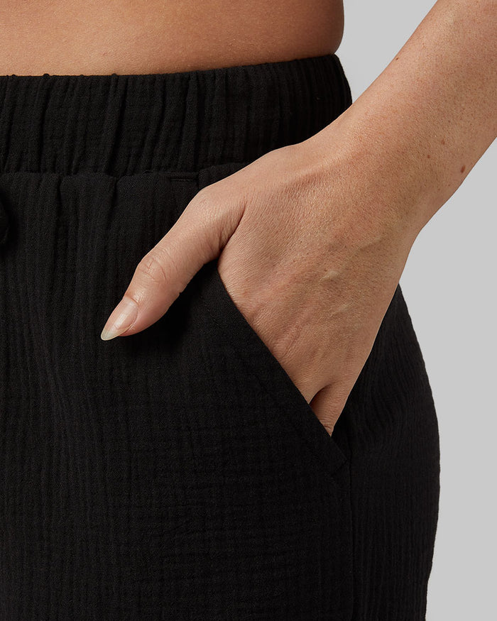 32 Degrees Black _ Women's Soft Gauze Short {model: Rayana is 5'9"and size 4-6 wearing size S}{bottom}{right} {bottom}{right}