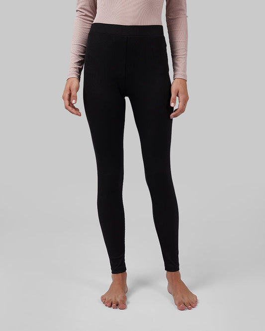 32 Degrees Black _ Women's Soft Rib Legging {model: Katie is 5'10", wearing size S}{bottom}{right} {bottom}{right}