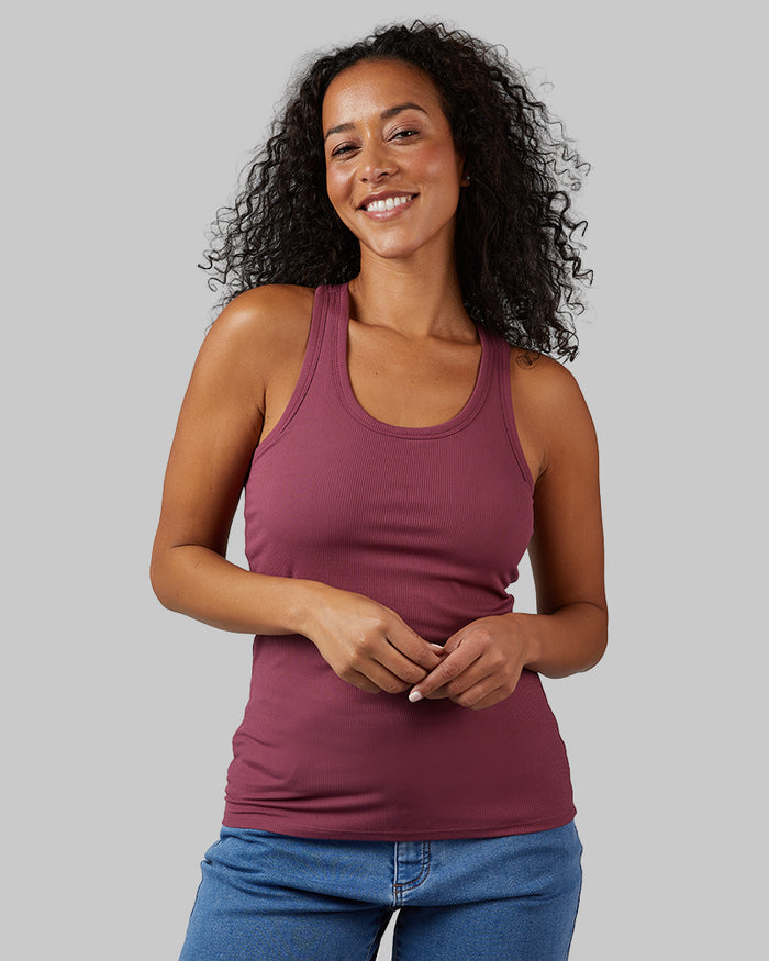 32 Degrees Wella Rose _ Women's soft Rib Racerback Bra Tank {model: Malika is 5'7"and size 12 wearing size L}{bottom}{right} {bottom}{right}