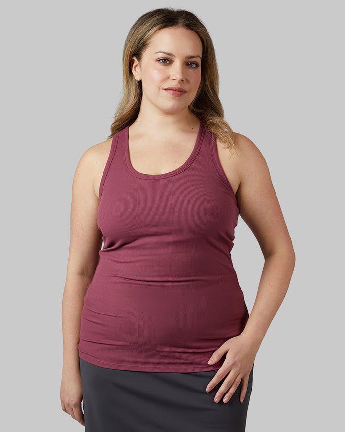 32 Degrees Wella Rose _ Women's soft Rib Racerback Bra Tank {model: Allison is 5'9"and size 14 wearing size L}{bottom}{right} {bottom}{right}