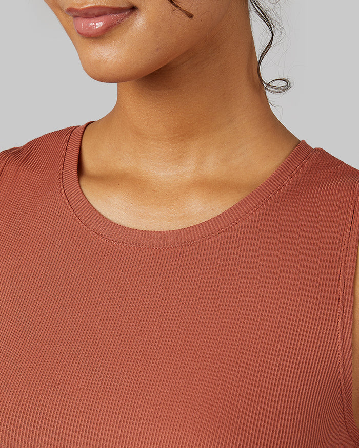 32 Degrees Mahogany _ Women's soft Rib Tank swing Dress {model: Meli is 5'9"and size 4 wearing size S}{bottom}{right} {bottom}{right}