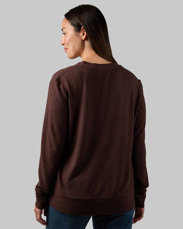 32 Degrees Brown Heather _ Women's soft sweater Knit Cardigan {model: Selina is 5'7"and size 4 wearing size S}{bottom}{right} {bottom}{right}