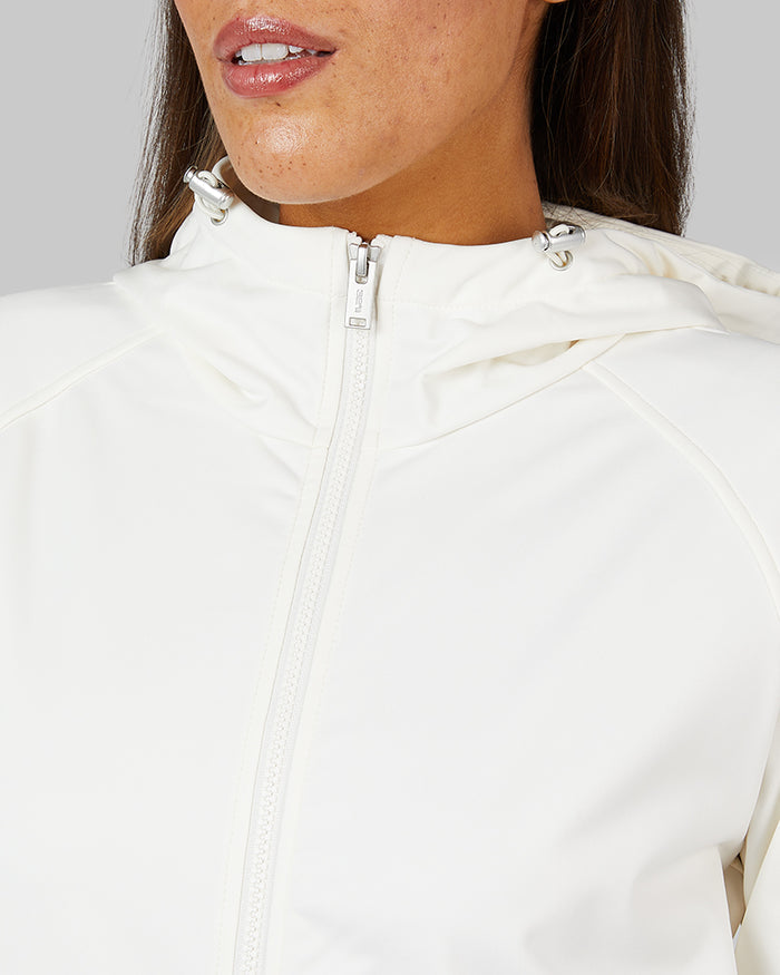 32 Degrees Cream _ Women’s Hooded softshell Jacket {model: Shelby is 5'9"and size 4 wearing size S}{bottom}{right} {bottom}{right}