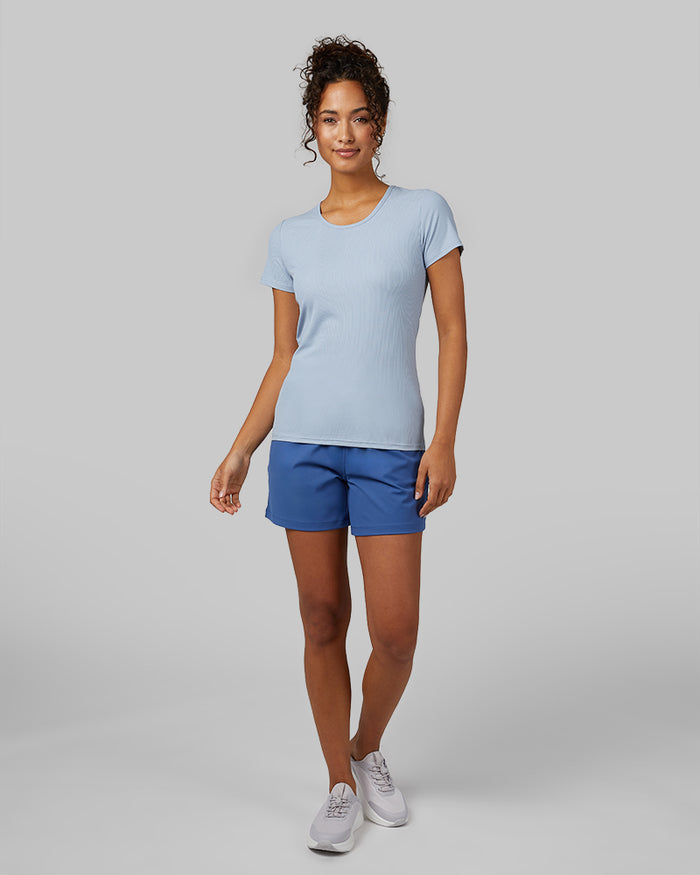 32 Degrees True Navy Women's Stretch Active Short {model: Meli is 5'9.5"and size 4 wearing size S}{bottom}{right} {bottom}{right}