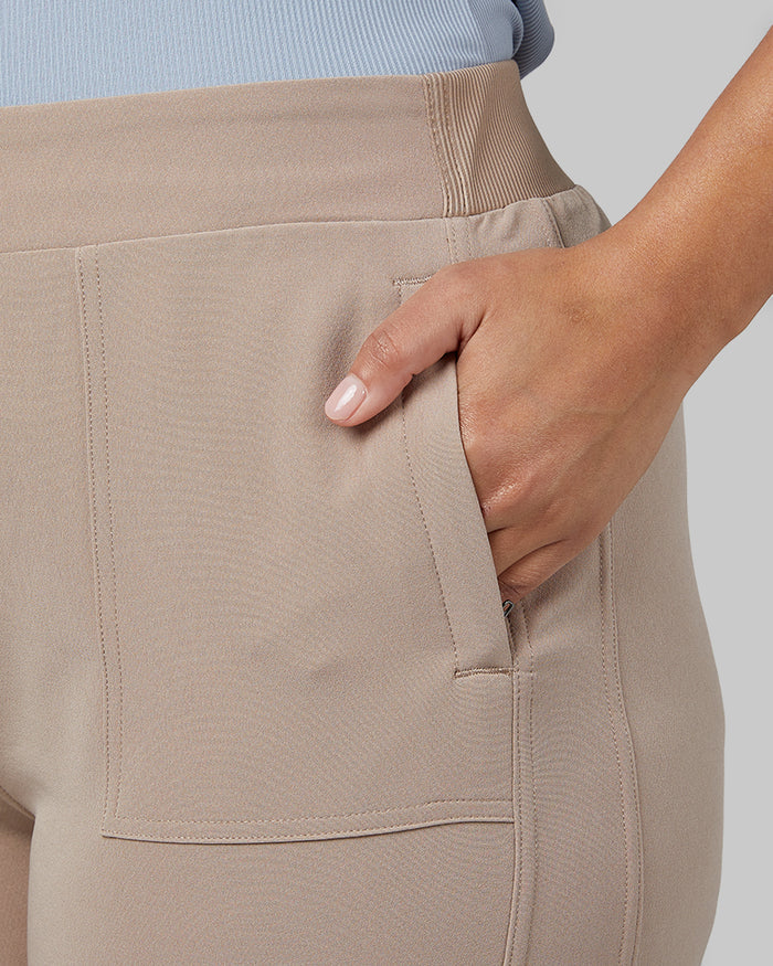 32 Degrees Mocha Meringue _ Women's stretch Woven Capri {model: Aimee is 5'9"and size 12, wearing size L}{bottom}{right} {bottom}{right}