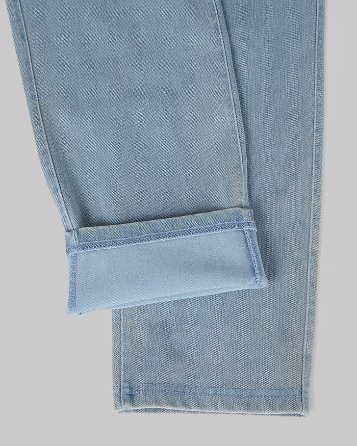 32 Degrees Light Blue _ Women's  “sweatpant” Ankle Jean {model: Bruna is 5'8"and size 4 wearing size S}{bottom}{right} {bottom}{right}