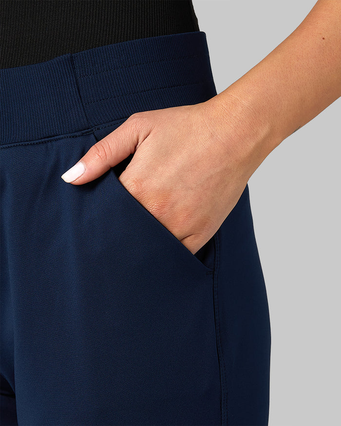 32 Degrees Dress Blue _ Women's Ultra-Comfy Everyday Pant {model: Bruna is 5'7.5" and size 4, wearing size S}{bottom}{right}{bottom}{right}