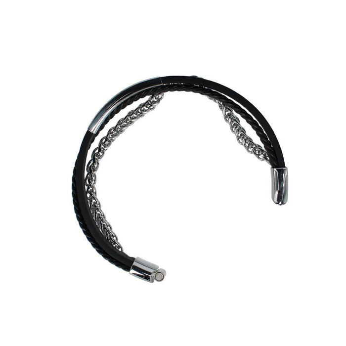 Black with Silver Metal