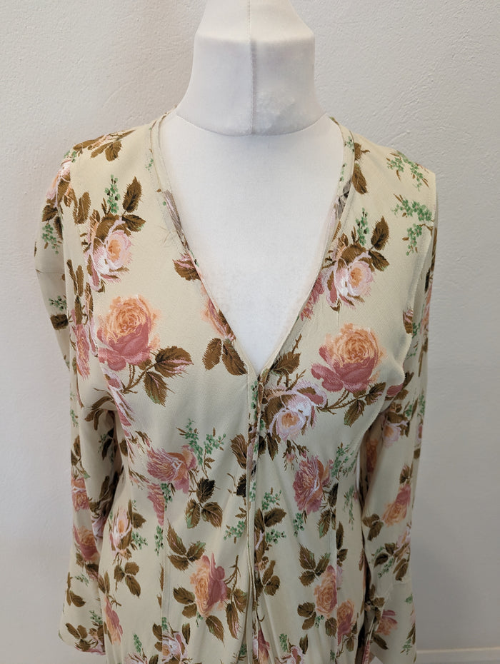 Zara Cream Floral Maxi Dress L RRP £59.99