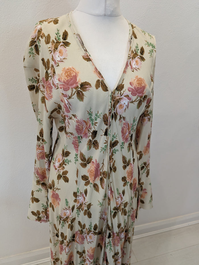 Zara Cream Floral Maxi Dress L RRP £59.99