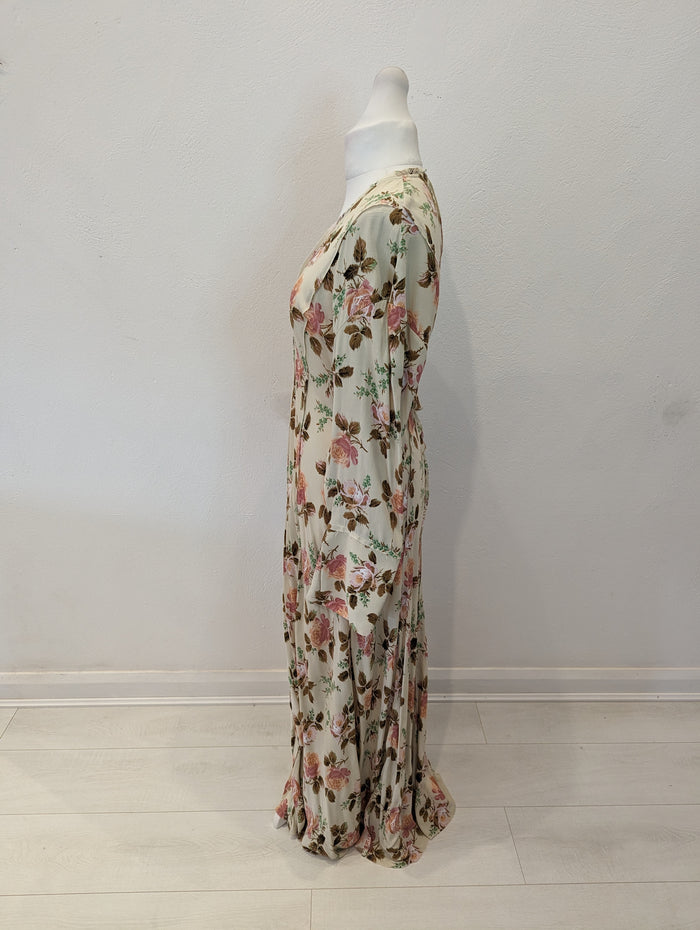 Zara Cream Floral Maxi Dress L RRP £59.99